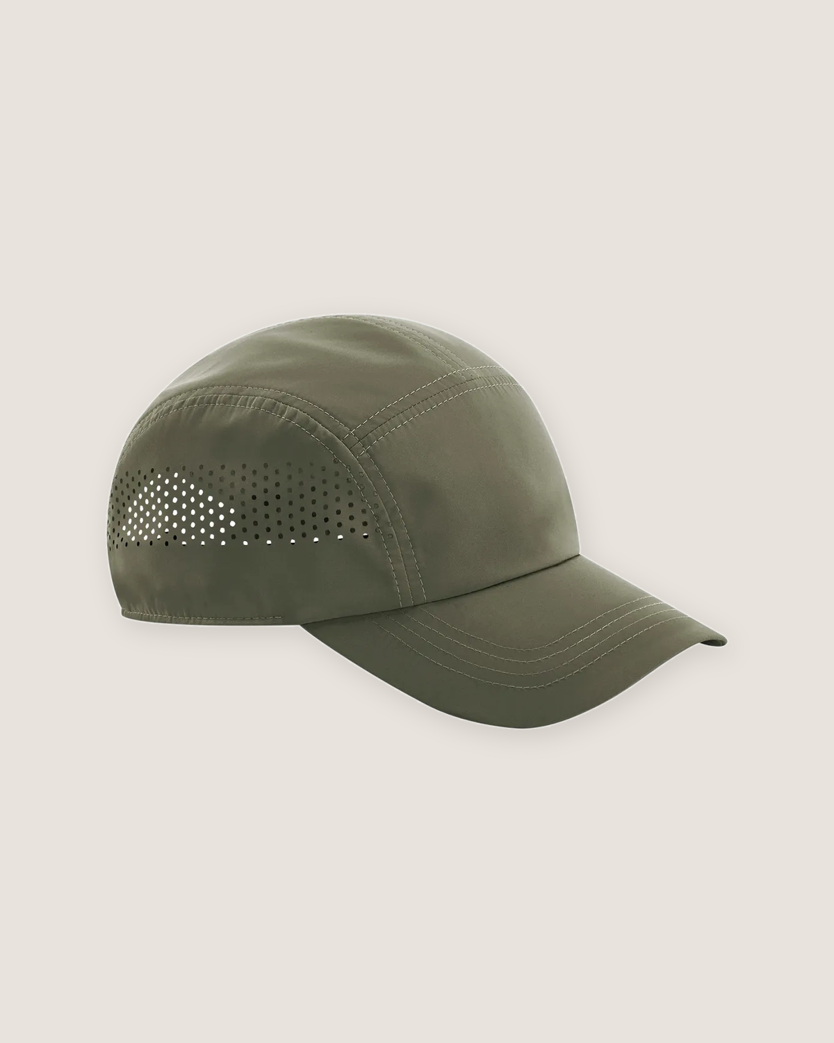 Løbecap med logo i farven olive green