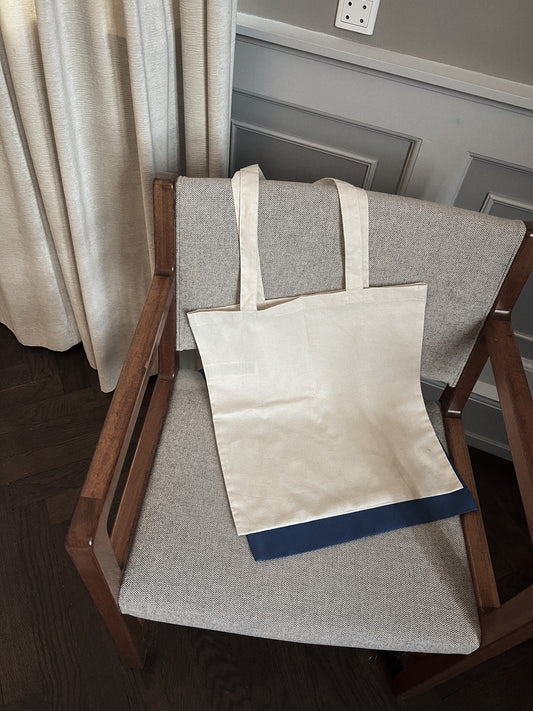 Light tote bag i raw og navy