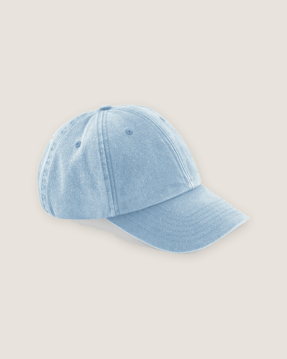 Vintage cap med broderet logo i farven light blue
